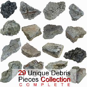 Realistic Stone Debris Piece Complete Collection highway road tarmac